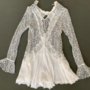 WHITE FREE PEOPLE FLOWY LACE DRESS